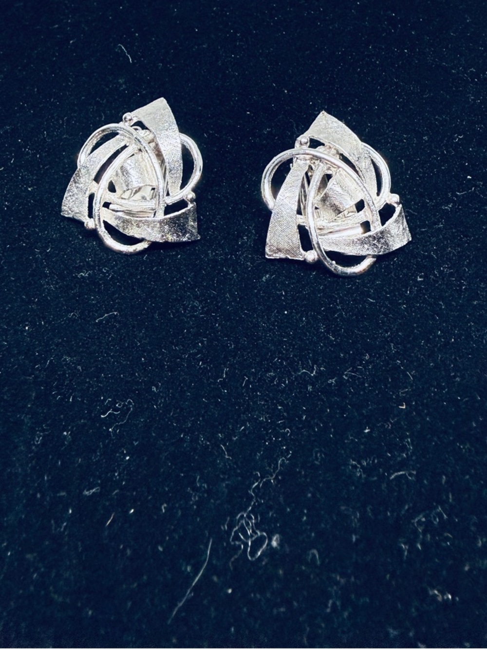 Vintage Earrings Clip On Signed Pat Pend Silver Tone.